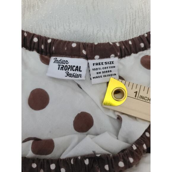 Indian Tropical women's polka dot midi Skirt Prairie 100% cotton Sequins Career - Picture 7 of 8